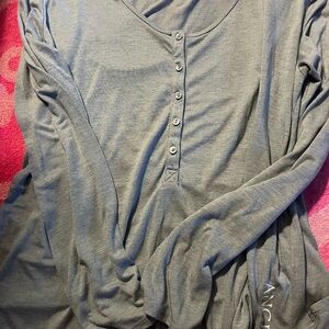Elegant Gray Button-Down Women's Shirt